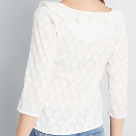 NWT MODCLOTH COMPANIA FANTASTICA Ruffles Or Nothing V-Neck Polka Dot Blouse Top - Picture 2 of 6